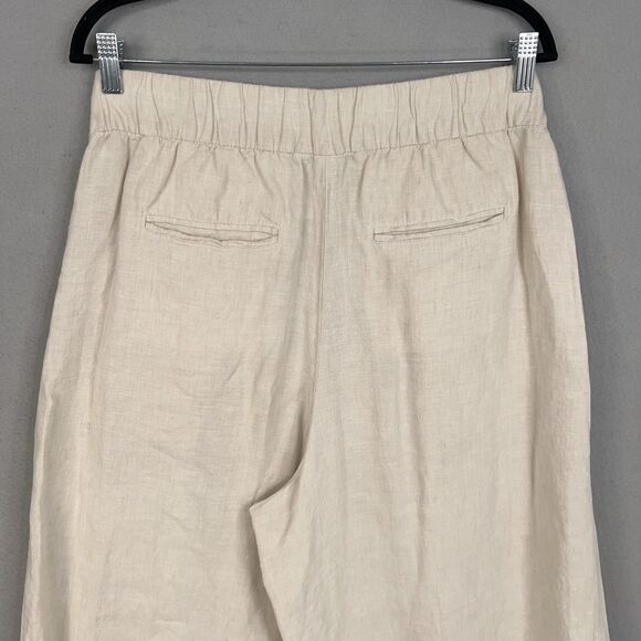 GAP Pants Womens 12 Beige Linen Wide Leg Culottes Cropped Pleated Minimal Resort - Picture 9 of 16